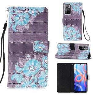 For Xiaomi Redmi Note 11 3D Painting Flip Leather Case with Holder(Blue Flower)