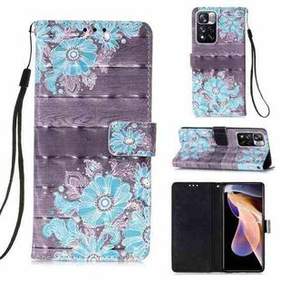 For Xiaomi Redmi Note 11 Pro 3D Painting Flip Leather Case with Holder(Blue Flower)