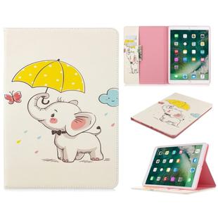 For iPad 10.2 Colored Drawing Pattern Horizontal Flip PU Leather Case with Holder & Card Slots & Wallet(Umbrella Elephant)
