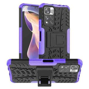 For Xiaomi Redmi Note 11 Pro (China) Tire Texture TPU + PC Phone Case with Holder(Purple)