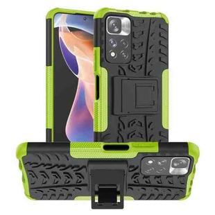 For Xiaomi Redmi Note 11 Pro (China) Tire Texture TPU + PC Phone Case with Holder(Green)