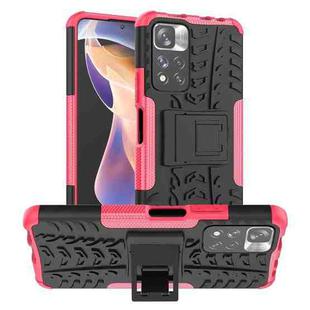 For Xiaomi Redmi Note 11 Pro (China) Tire Texture TPU + PC Phone Case with Holder(Pink)