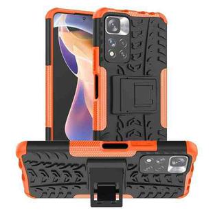 For Xiaomi Redmi Note 11 Pro (China) Tire Texture TPU + PC Phone Case with Holder(Orange)