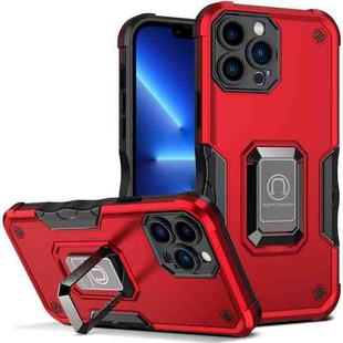 For iPhone 13 Pro Ring Holder Non-slip Armor Phone Case (Red)