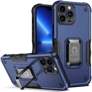 For iPhone 13 Pro Ring Holder Non-slip Armor Phone Case (Blue)
