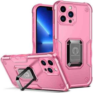 For iPhone 13 Pro Max Ring Holder Non-slip Armor Phone Case (Pink)