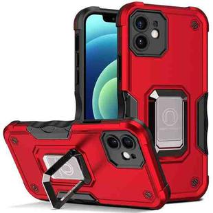 For iPhone 12 mini Ring Holder Non-slip Armor Phone Case (Red)