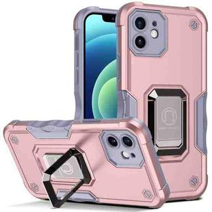 For iPhone 12 mini Ring Holder Non-slip Armor Phone Case (Rose Gold)