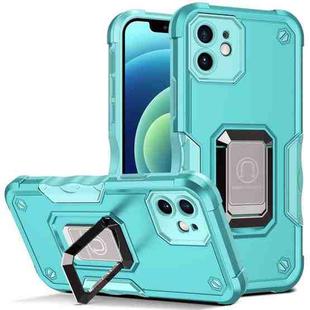 For iPhone 12 Ring Holder Non-slip Armor Phone Case(Mint Green)
