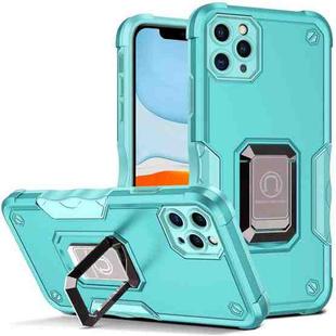 For iPhone 12 Pro Max Ring Holder Non-slip Armor Phone Case(Mint Green)
