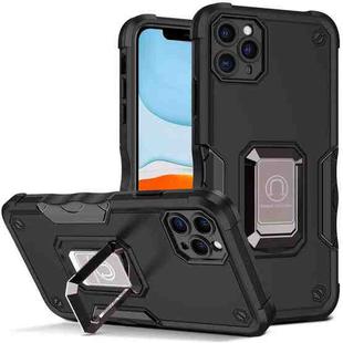 For iPhone 12 Pro Max Ring Holder Non-slip Armor Phone Case(Black)