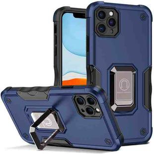 For iPhone 11 Pro Max Ring Holder Non-slip Armor Phone Case (Blue)