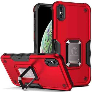 For iPhone X / XS Ring Holder Non-slip Armor Phone Case(Red)