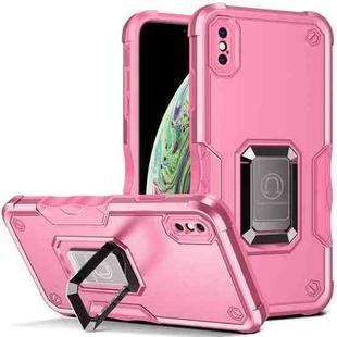 For iPhone XR Ring Holder Non-slip Armor Phone Case(Pink)