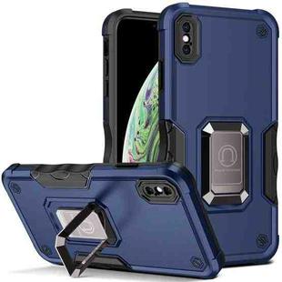 For iPhone XS Max Ring Holder Non-slip Armor Phone Case(Blue)