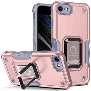 For iPhone SE 2022 / SE 2020 / 8 / 7 Ring Holder Non-slip Armor Phone Case(Rose Gold)