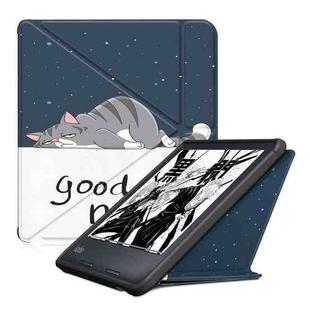 For KOBO Libra2 2021 Multi-folding Leather Tablet Case(Lazy Cat)