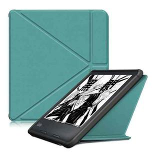 For KOBO Libra2 2021 Multi-folding Leather Tablet Case(Dark Green)