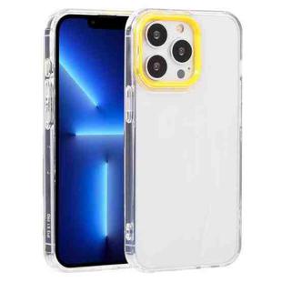 For iPhone 13 Pro Macaron Lens Frame Transparent TPU Phone Case (Yellow)