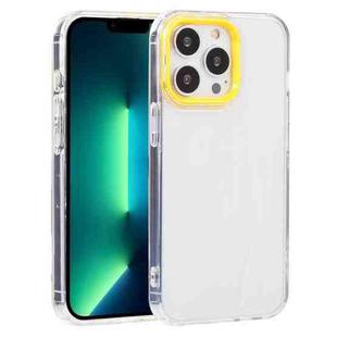 For iPhone 13 Pro Max Macaron Lens Frame Transparent TPU Phone Case (Yellow)