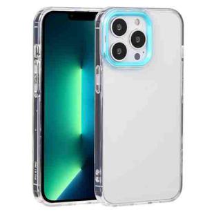 For iPhone 13 Pro Max Macaron Lens Frame Transparent TPU Phone Case (Sky Blue)