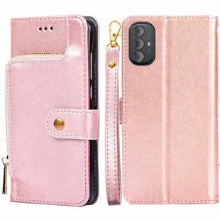 For Motorola Moto G Power 2022 Zipper Bag Leather Phone Case(Rose Gold)