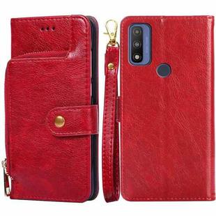 For Motorola Moto G Pure Zipper Bag Leather Phone Case(Red)