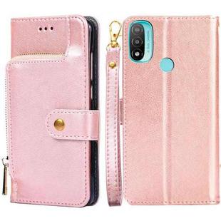 For Motorola Moto E20 / E40 Zipper Bag Leather Phone Case(Rose Gold)