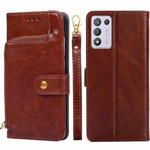 For OPPO K9s / Realme Q3s Zipper Bag Leather Phone Case(Brown)