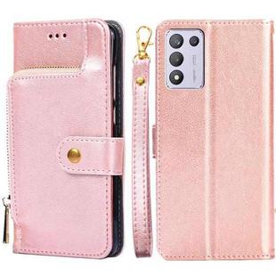 For OPPO K9s / Realme Q3s Zipper Bag Leather Phone Case(Rose Gold)
