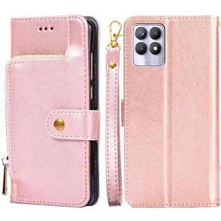 For OPPO Realme 8i Zipper Bag Leather Phone Case(Rose Gold)