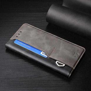 For Motorola Moto G50 5G Contrast Color Side Buckle Leather Phone Case(Black + Grey)