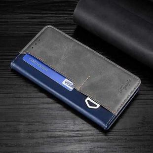 For Motorola Moto G50 5G Contrast Color Side Buckle Leather Phone Case(Blue + Grey)