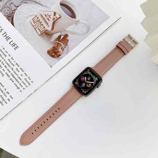 Genuine Leather Watch Band For Apple Watch Ultra 49mm / Series 8&7 45mm / SE 2&6&SE&5&4 44mm / 3&2&1 42mm(Light Pink)