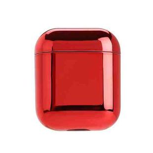 For AirPods 1/2 Electroplated PC Earphones Shockproof Protective Case(Red)
