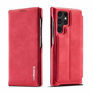 For Samsung Galaxy S22 Ultra 5G LC.IMEEKE Hon Ancient Series Horizontal Flip Leather Phone Case(Red)
