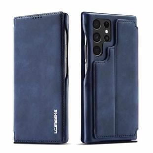 For Samsung Galaxy S22 Ultra 5G LC.IMEEKE Hon Ancient Series Horizontal Flip Leather Phone Case(Blue)