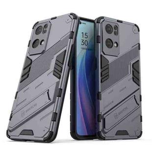 For OPPO Reno7 Pro 5G Punk Armor 2 in 1 PC + TPU Shockproof Phone Case with Invisible Holder(Grey)