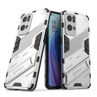 For OPPO Reno7 Pro 5G Punk Armor 2 in 1 PC + TPU Shockproof Phone Case with Invisible Holder(White)