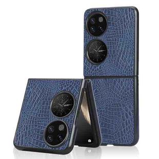 For Huawei P50 Pocket Crocodile Texture Folding Phone Case(Blue)