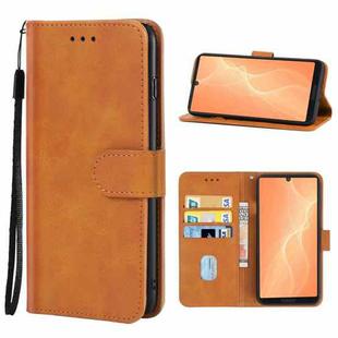 For Sharp Aquos Sense 4 Leather Phone Case(Brown)