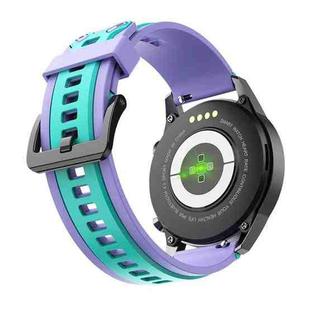 For Samsung Galaxy Watch 3 45mm / Suunto 9 Peak 22mm Contrast Color Silicone Watch Band(Purple Mint Green)