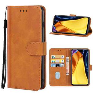 Leather Phone Case For Xiaomi Poco M3(Brown)