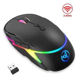 HXSJ T200 2.4G 3200dpi Adjustable 7-Keys RGB Light Wireless Mouse(Black)