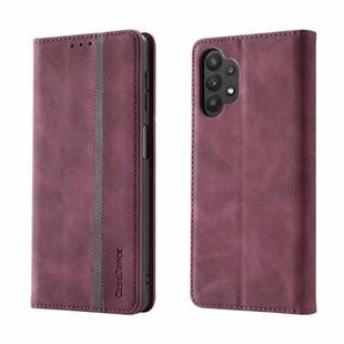For Samsung Galaxy A32 4G Splicing Skin Feel Magnetic Leather Phone Case(Wine Red)