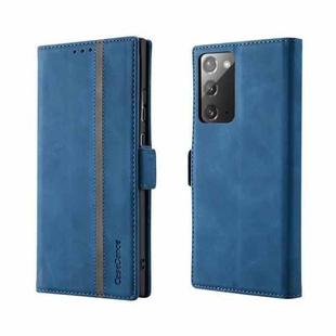 For Samsung Galaxy Note20 Splicing Skin Feel Magnetic Leather Phone Case(Blue)