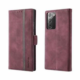 For Samsung Galaxy Note20 Splicing Skin Feel Magnetic Leather Phone Case(Wine Red)