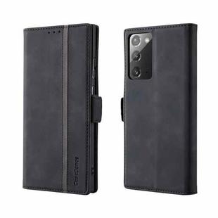 For Samsung Galaxy Note20 Splicing Skin Feel Magnetic Leather Phone Case(Black)