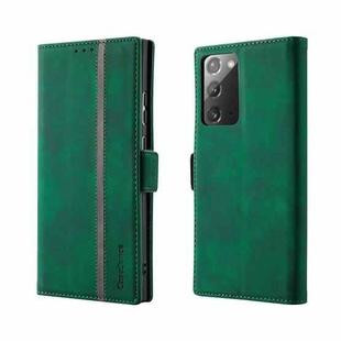 For Samsung Galaxy Note20 Splicing Skin Feel Magnetic Leather Phone Case(Green)