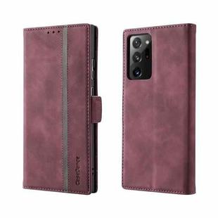 For Samsung Galaxy Note20 Ultra Splicing Skin Feel Magnetic Leather Phone Case(Wine Red)